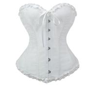 Générique Corset Femme Bustiers et Corsets Gothique Pirate Deguisement Body en Dentelle Chic et Elegant Noir Blanc pour Halloween, Soirée Rendez et Fête