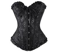 Générique Corset Femme Halloween Corset Bustier en à Lacets pour Femme Bustier Dentelle Floral Corsets Lingerie Classique Gothique Costume Grande Taille Élégantes Medieval Costume (Black-A, XL)