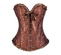 Générique Corset Femme Halloween Corset Bustier en à Lacets pour Femme Bustier Dentelle Floral Corsets Lingerie Classique Gothique Costume Grande Taille Élégantes Medieval Costume (Brown-D, XS)