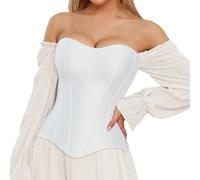 Générique Corset Femme Pirate Corsets pour Femmes Bustier Shapewear Medieval Renaissance Medievale Ceintures Noir Bustiers Et Robe Marron en Plastique À Lacets C-Blanc XXL