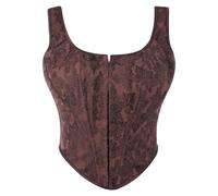 Générique Corset Femme Rétro Embroidered Top Lacets Gothique Dentelle Floral Vintage Medieval Corsets Pirate Vampire pour Halloween Carnaval Jeu de Rôle