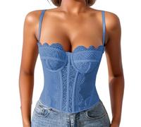 Générique Corset Medieval Femme Corsets Gaine Amincissante Bustier Sexy Gothique Classiques Harnais Body Sculptant Noir Bustiers Et Pirate Marron Vintage Renaissance Bleu-B S