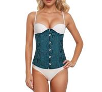 Générique Corset Pirate Femme Body Sculptant Noir Top avec Dentelle Bretelle Bustier Gothique Ventre Plat Déguisement Robe Corsets Sexy Lacets Floral Vintage Vert XL