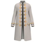 Générique cosplay médiéval gothique aristocrate queue-de-pie pour gentleman tenue de cérémonie cour vêtement historique élégance luxe ornement détail fantastique princier (White, XL)
