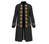 Générique cosplay médiéval gothique aristocrate queue-de-pie pour gentleman tenue de cérémonie cour vêtement historique élégance luxe ornement détail fantastique princier (Black, M)