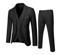 Générique Costume 3 pièces slim pour homme avec gilet et pantalon pour homme costumes homme costume 3 pieces homme costume homme 3 pieces Costume homme couleur unie (Noir, M)