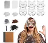 Générique Costume Accessories Set, Mask Making Kit, 7.48x6.69 Inches, Includes Mesh and Felt Sheets, Customizable Design, White Cat Mask for Party Cosplay Masquerade Women Men