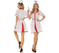 Générique Costume Adulte Déguisement D'Infirmière Blanche Élégante Pour Carnaval Et Spectacle Tenue D'Ange Gardien Avec Coiffe Déguisement Médical Pour Adulte Angélique
