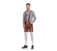 Générique Costume Allemand Bavarois Oktoberfest Homme, Costume de Carnaval avec Culotte Bavaroise, Chemise Et Chapeau Men's Lederhosen Kniebund - Deguisement Oktoberfest Taille M, L, XL, XXL |