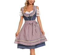 Générique Costume Bavarois Femme, Costume BièRe de Jeune Bavaroise avec BièRe Robe à Carreaux Manches Courtes Dirndi Femme Oktoberfest Deguisement Vampire Halloween Halloween Sexy