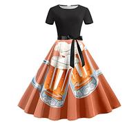 Générique Costume Bavarois Femme, Costume Oktoberfest Sexy de Jeune Bavaroise avec BièRe Robe Oktoberfest Femme Grande Taille Bluse Manches Courtes Deguisement Vampire Halloween Fille Halloween Chat