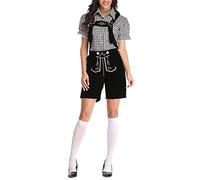 Générique Costume Bavarois Femme, Deguisement Bavaroise Femme, Pantalon Traditionnel Oktoberfest avec Broderies Salopette Oktoberfest Vêtements Halloween Ensemble pour Fête de la Bière