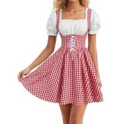 Générique Costume Bavarois Femme Oktoberfest, Oktoberfest Costume Femme de Jeune Bavaroise avec BièRe Robe de Dirndl VêTements Chemisier Sexy Deguisement Vampire Halloween Fille Halloween pour Chat