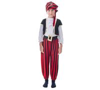 Générique Costume Bébé Garçon Capitaine Nourrisson Casque Pirate Chemise Pantalon Casque Ceinture Gilet Cosplay pour Fêtes Saisonnier(Red, 6-7 Years)