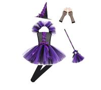Générique Costume Bébé Halloween,Deguisement 3 Ans Déguisement Robe Sorcière Enfant Fille Gothique Tenue De Vêtements Pour Nouveau Né Filles Cérémonie 12 Chapeau Pointu (b-Violet,10-12 ans)