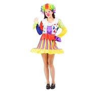 Générique Costume Carnaval 2026, costume clown carnaval hommes et femmes avec jupe tutu, tenue de spectacle pour fêtes, déguisement Halloween et parade carnavalesque