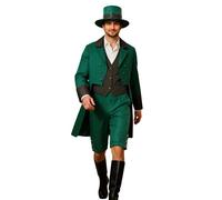 Générique Costume Carnaval Adulte Lutin Irlandais pour la Saint-Patrick, Déguisement en Queue-de-Pie Élégant, Tenue de Festival et Soirée à Thème Festive(Green, XL)