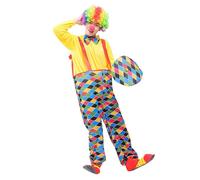 Générique Costume Carnaval, Déguisement carnaval costume unisexe pour festivals et spectacles, tenue clown avec bretelles pour cosplay et fêtes à thème