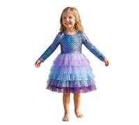 Générique Costume Carnaval Enfant,Robe à éCailles Pour Fille, Manches Longues Et Volants, IdéAle Pour Un Cosplay, Une FêTe Sur Le ThèMe Des Contes De FéEs Ou Un Concours De Beauté (Dark Purple, 4Y)