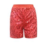 Générique Costume Carnaval Femme Short Paillettes, Tenue Disco Clubbing Taille Haute Brillant, Bas Soirée Scintillant Femme Fête Années 80 Chic(Red, XL)