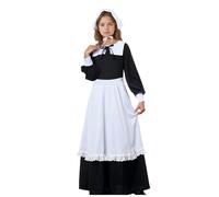 Générique Costume Carnaval Fille Servante Medieval Foulard Col Tablier Cosplay Tenue(Black, One Size)