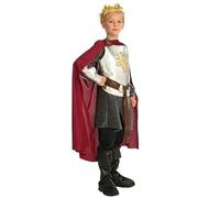 Générique Costume Chevalier Roi Prince Enfant Garçon 3-10 Ans - Armure Argentée avec Griffon Doré et Cape - Déguisement Médiéval Complet pour Halloween, Carnaval, Fête à Thème et Jeu de Rôle
