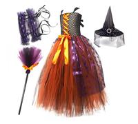Générique Costume da per Bambina Piccola - Vestito di Halloween con Cappello e Tulle - Abito daa Streghetta per Carnevale o Festa a Tema - Travestimento per Neonate e Bimbe