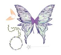 Générique Costume d'ailes de fée - Vêtements d'ange Papillon | Accessoires de Robe - Vol à Plumes Scintillantes, Ensemble Fantastique de Quatre pièces, pour Mariage, Anniversaire, Maquillage, fêtes