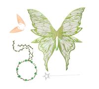 Générique Costume d'ailes de fée - Vêtements d'ange Papillon | Accessoires de Robe - Vol à Plumes Scintillantes, Ensemble Fantastique de Quatre pièces, pour Mariage, Anniversaire, Maquillage, fêtes