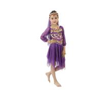 Générique Costume Danse Indienne Fille, Jupe Courte avec Manches Pailletées, Tenue De Spectacle Parfaite pour Les Représentations Orientales, pour Enfant 3 À 12 Ans