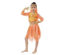 Générique Costume Danse Indienne Fille, Jupe Courte avec Manches Pailletées, Tenue De Spectacle Parfaite pour Les Représentations Orientales, pour Enfant 3 À 12 Ans