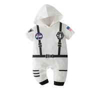 Générique Costume D'astronaute Enfant et Bébé - Combinaison Spatiale à Capuche de Pilote Explorateur l'espace Garçon Fille en Polaire Barboteuse Épaisse à Manches Courtes pour Carnaval Cosplay Fêtes
