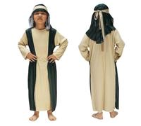 Générique Costume de Berger pour Enfant Garçon Déguisement de Saint Joseph Comprend Tunique Coiffe Costume de Crèche de Noël Pantomime Personnage Biblique Thème de Noël Dress Up Carnaval