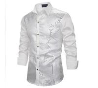 Générique Costume de carnaval pour homme - Tenue de fête à thème style disco années 70-80 - Chemise à manches longues à paillettes avec impression 3D pour un effet brillant