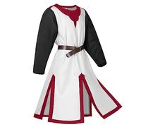 Générique Costume de chevalier médiéval, templier, chevalier croisé, tunique viking, temple, pour carnaval, cosplay, jupe d'arme, pour homme, noir, taille