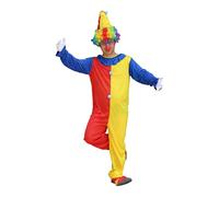 Générique Costume de Clown pour Homme Tenue pour Fête Combinaison avec Motifs Colorés Look Original Et Expressif Vêtement Thématique Costume Intégré Multicolore Style Festif