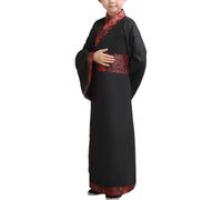 Générique Costume de cour chinois ancien pour garçon, tenue de spectacle en soie brodée pour cosplay, idéal pour fêtes et représentations historiques, taille 2-3 ans à 5-6 ans (Black, 11-12 Years)