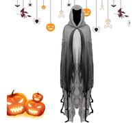 Générique Costume de faucheuse d'horreur d'halloween pour hommes, Cape effrayante, Costume de sorcière pour hommes et femmes, Cape à capuche pour accessoires de Cosplay pour adultes (gris)