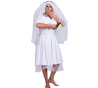 Générique Costume de Marié pour Homme Adulte - Robe et Voile - Idéal pour Enterrement de Vie de Garçon, Bachelor Party et Fêtes Costumées - Amusant et Original - Blanc