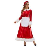 Générique Costume De Mère Noël Deguisement Mere Noel Femme Pere Adulte Xxl Robe Chic Et Elegante Pour Rouge Robes Laides Imprimé Noir Hot Tenue Nuisette Sensuelle Dentelle (a#Rouge,S)