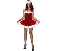 Générique Costume De Mère Noël Deguisement Mere Noel Femme Pere Adulte Xxl Robe Chic Et Elegante Pour Rouge Robes Laides Imprimé Noir Hot Tenue Nuisette Sensuelle Dentelle (b#Rouge,M)