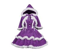 Générique Costume De Mère Noël Déguisement Mere Noel Femme Pere Xl Robe Père Babydoll Décontractées Élégantes Imprimées Plissée Tenue Christmas Spectacle Cosplay (B#Violet,M)