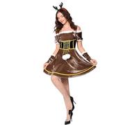 Générique Costume De Noël Elfe Pour Adulte Unisexe Déguisement Tenue Fête Déguisée Carnaval Audrey Hepburn A-Ligne Robe Soirée Rockabilly Swing Manches Longues Et (C#Café,Taille unique)