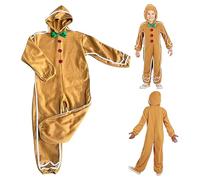 Générique Costume De pan D'épice,combinaison À Capuche Avec Fermeture Éclair, Tenue De noëls, Barboteuse En pan D'épice À Manches Longues Pour Jeux De Rôle Pour Garçons Et Filles Âgés De 3 À 12 Ans