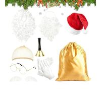 Générique Costume De Père Noël Pour Hommes Adultes,Chapeau De Noël Perruque Barbe Tenue De Santa,Cosplay Adultes Fêtes - Pour Femmes Et Hommes Fête Hiver Vacances Rassemblement Scolaire Spectacle