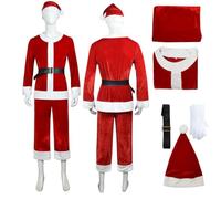 Générique Costume De Père Noël Rouge Pour Hommes Adultes,Pere Noel Déguisement Pere Ensemble Grande Taille Santa Clause Saint Nicolas Noël Tenue Célébrations Fêtes (Rouge#2,XXL)