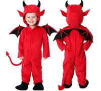 Générique Costume de Petit Diable pour enfants Inclut Ailes, 2-9 ans Combinaison - Costumes de Démon pour Halloween et Fêtes Costumées