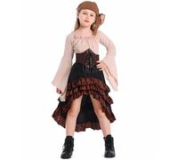Générique Costume de pirate pour fille, 3 pièces pour enfants avec accessoires, robe de princesse pirate pour fêtes à thème et Halloween.