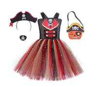 Générique Costume de Pirate pour Filles,Costume de Pirate pour Filles | Robe de princesse boucanier pour Halloween - Ensemble de jeu de rôle Cosplay, accessoires de décoration, déguisement de fête