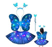 Générique Costume de princesse féerique,Fairy Princess Dress Up Set avec aile - Comprend une et un bandeau d'ailes de fée papillon jupe LED pour la fête